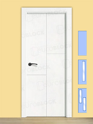 Puerta block de Interior Lacada Blanca con Manillas Negras serie p72